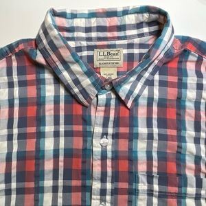 L.L. Bean Organic Cotton Short Sleeve Shirt Multicolor Plaid Size L Slightly Fit